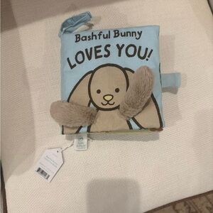Jellycat NWT Bashful Bunny Soft Fabric Baby Book - Blue